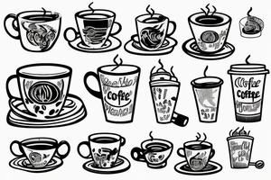 coffee cup in 2d with steam tattoo idea