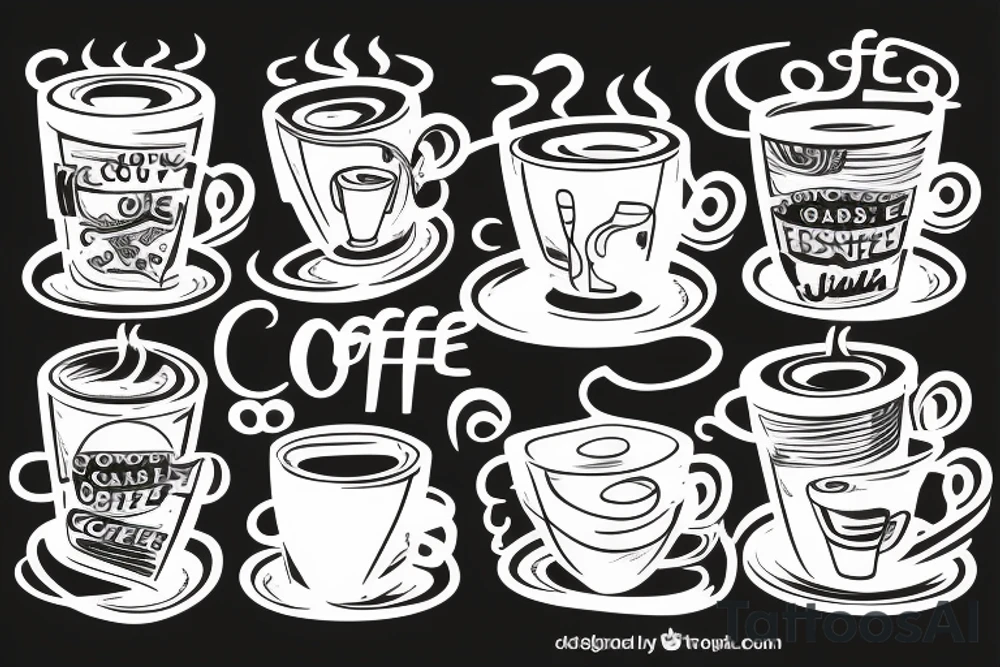 coffee cup in 2d with steam tattoo idea