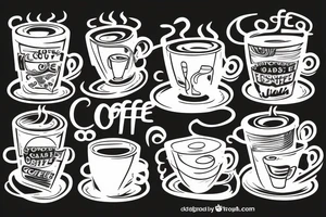 coffee cup in 2d with steam tattoo idea