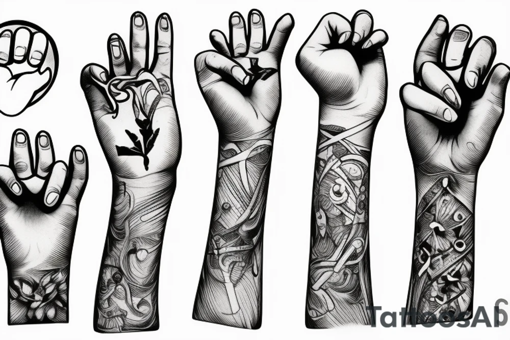 hand pointing finger tattoo idea