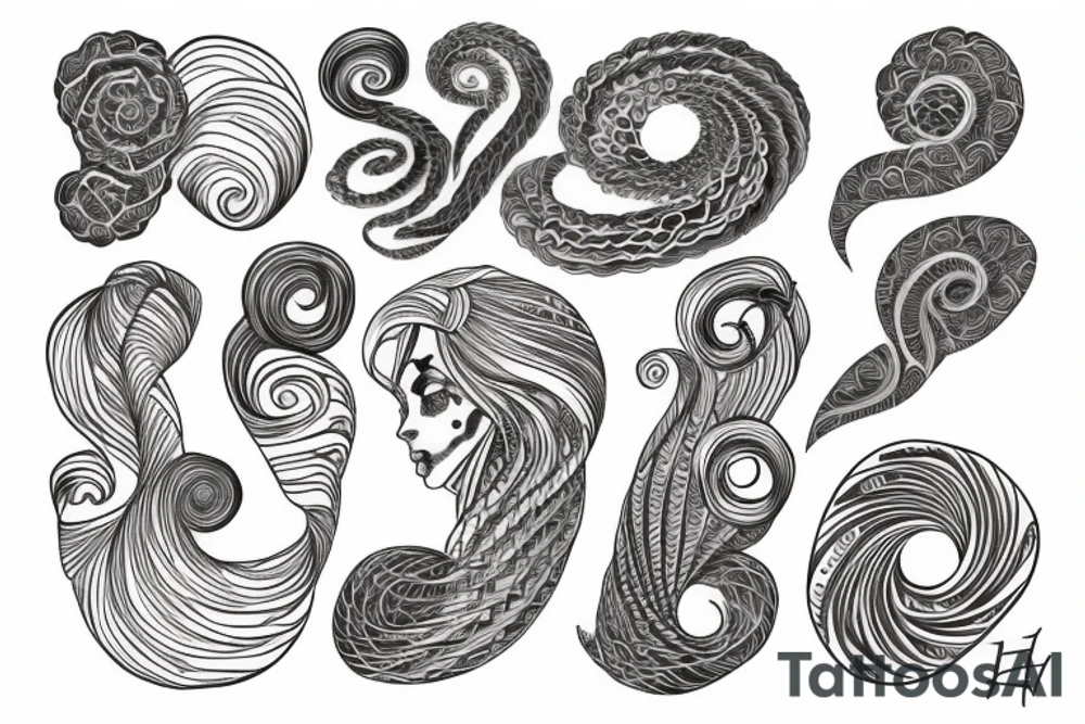 head full of thoughts spiral tattoo idea