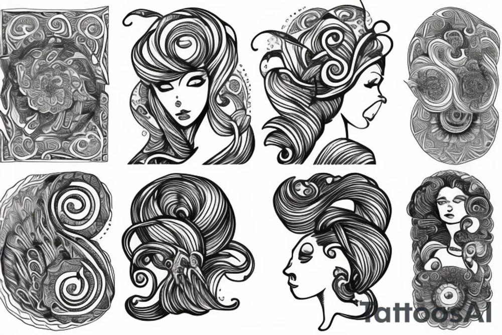 head full of thoughts spiral tattoo idea
