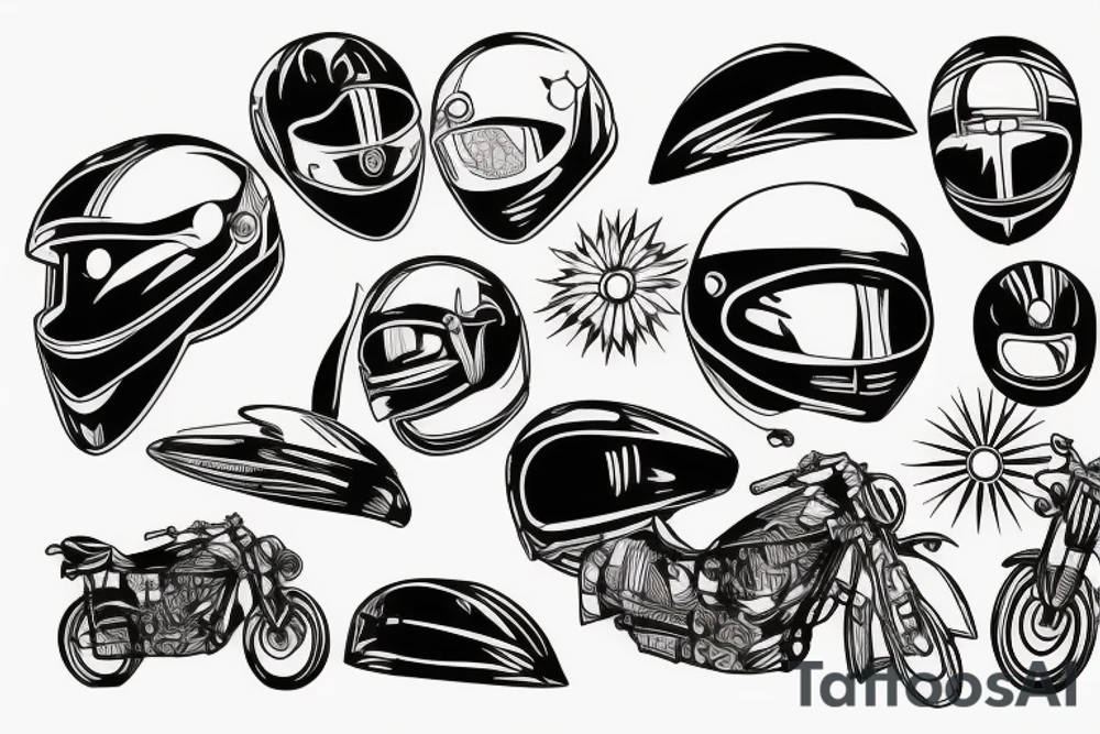 old school motorcycle helmet tattoo idea