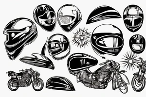 old school motorcycle helmet tattoo idea