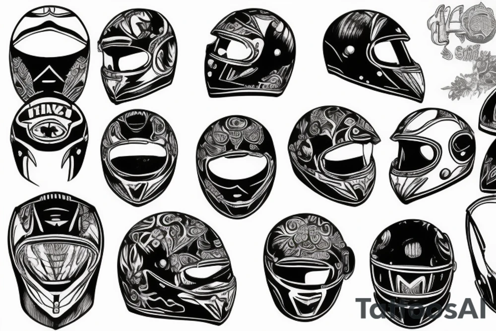 old school motorcycle helmet tattoo idea