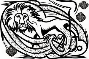 a lion with a anchor in the background tattoo idea