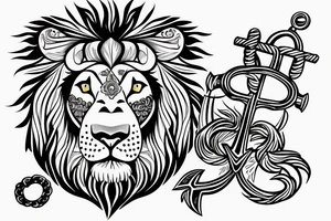 a lion with a anchor in the background tattoo idea