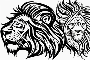 face of lion with two guns tattoo idea
