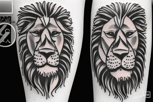 face of lion with two guns tattoo idea
