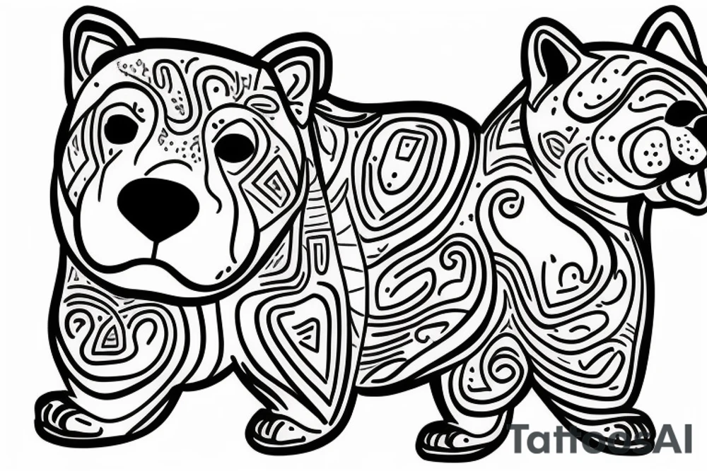 Design a line tattoo on the side of a chow chow dog tattoo idea