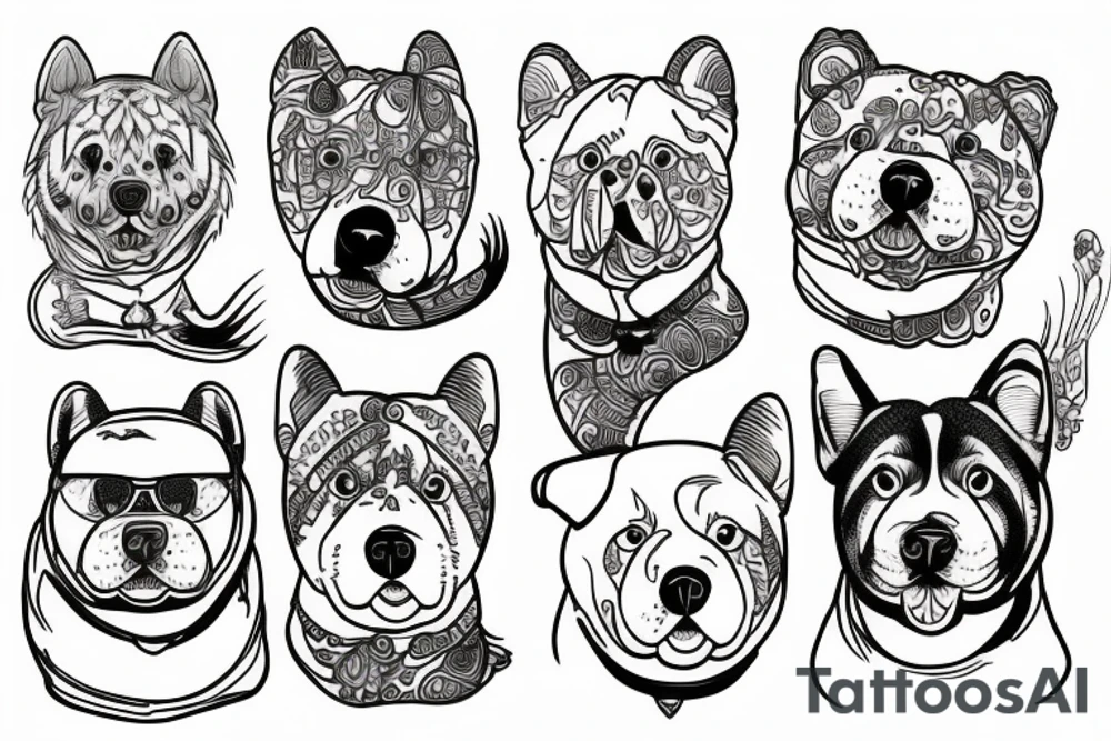 Design a line tattoo on the side of a chow chow dog tattoo idea