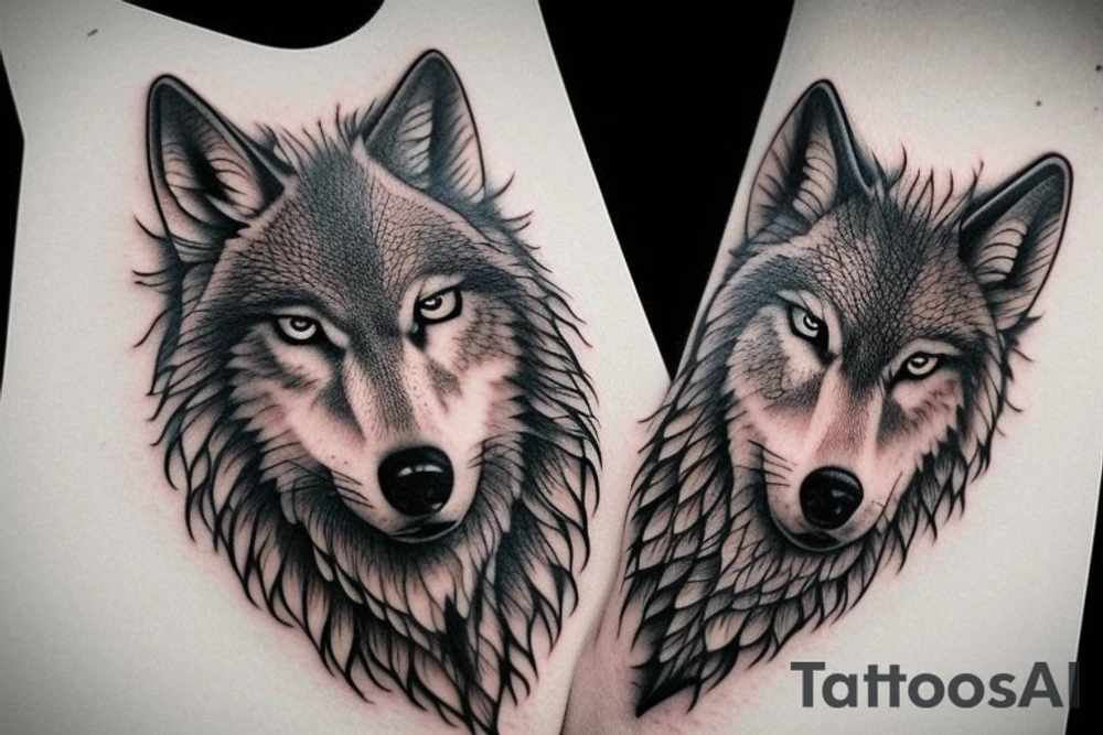 Masculine realistic wolf tattoo tattoo idea
