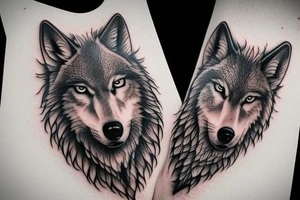 Masculine realistic wolf tattoo tattoo idea