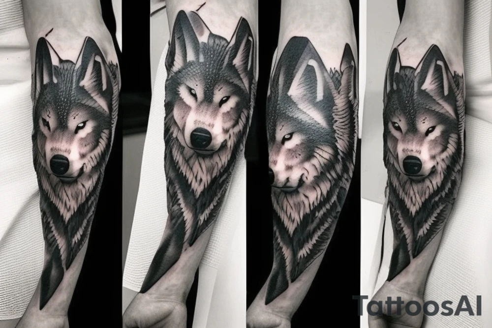 Masculine realistic wolf tattoo tattoo idea