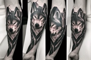 Masculine realistic wolf tattoo tattoo idea