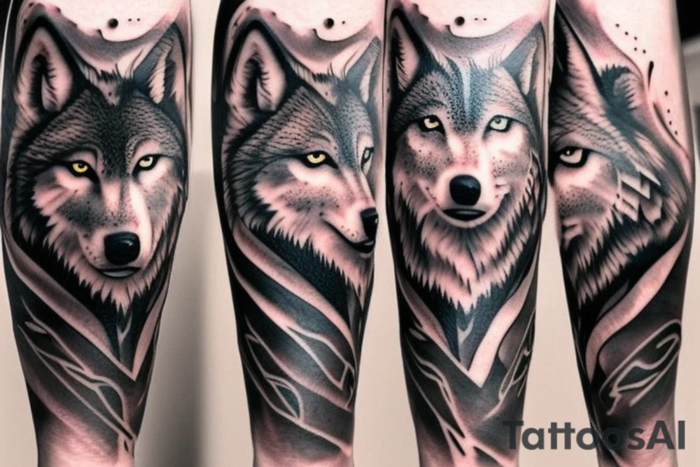 Masculine realistic wolf tattoo tattoo idea