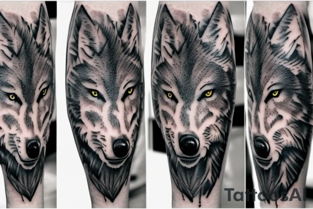 Masculine realistic wolf tattoo tattoo idea