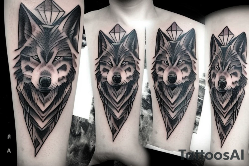 Masculine realistic wolf tattoo tattoo idea