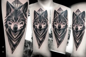 Masculine realistic wolf tattoo tattoo idea