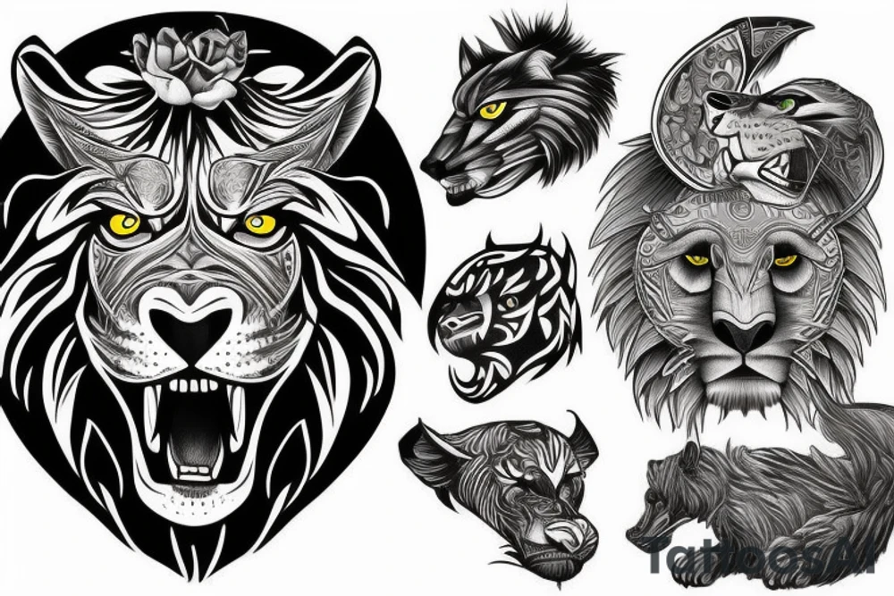 Roaring lion tattoo idea
