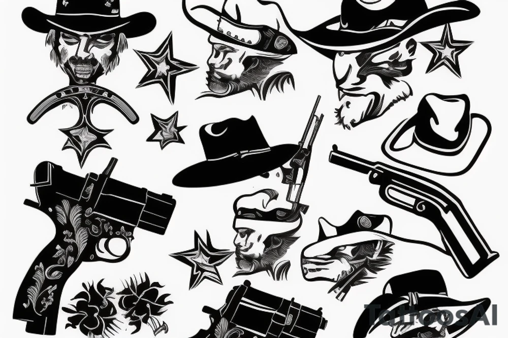 Cowboy shooting a gun tattoo idea