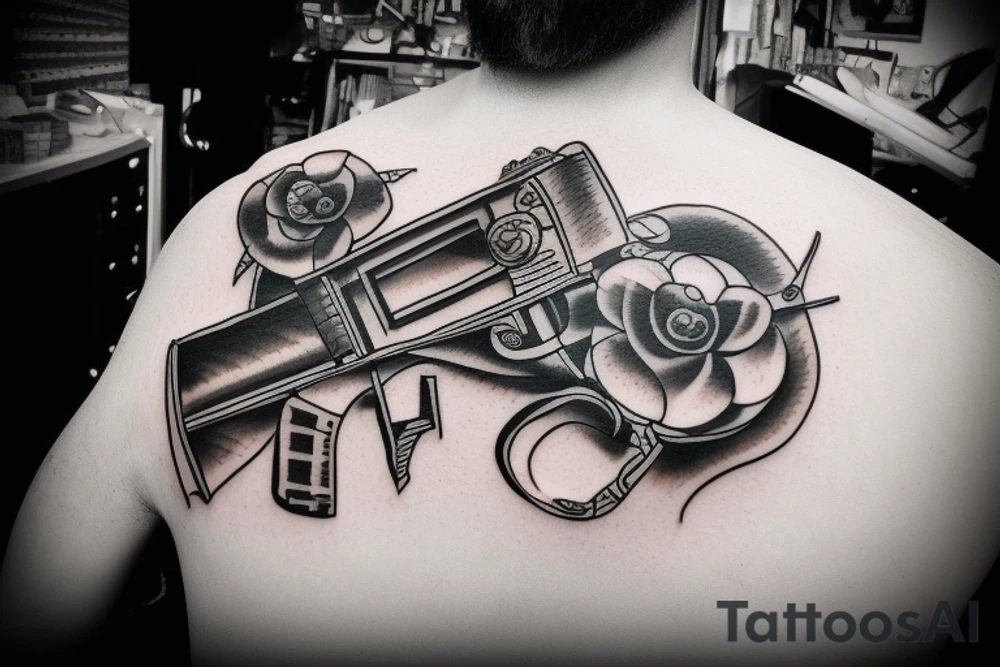 Cowboy shooting a gun tattoo idea