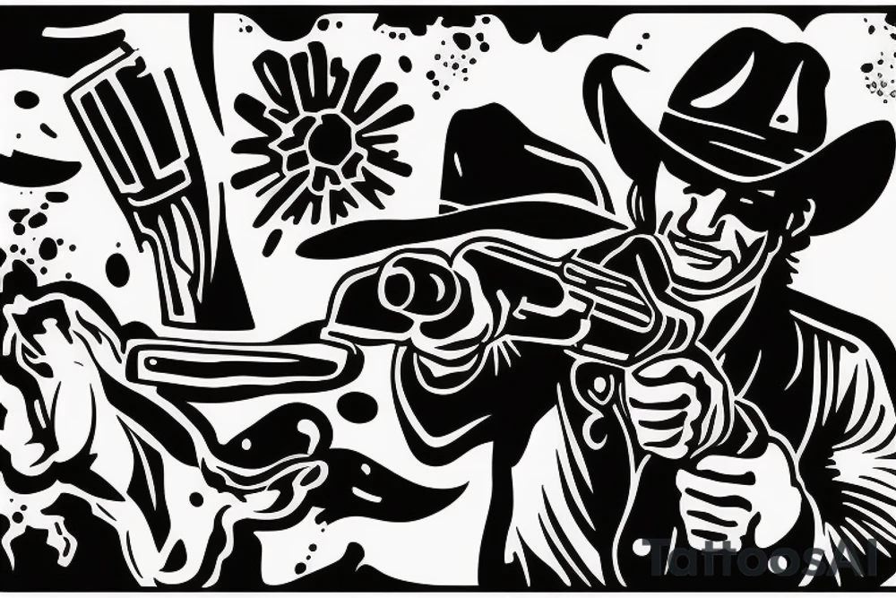 Cowboy shooting a gun tattoo idea