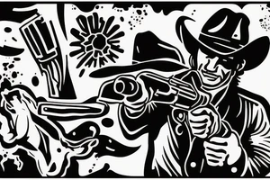 Cowboy shooting a gun tattoo idea