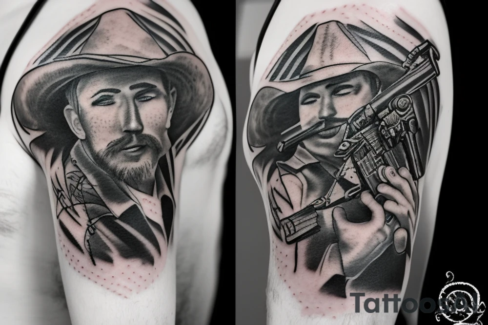 Cowboy shooting a gun tattoo idea