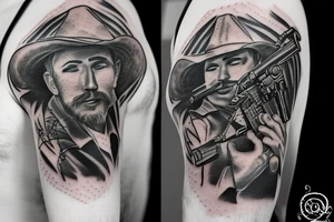 Cowboy shooting a gun tattoo idea