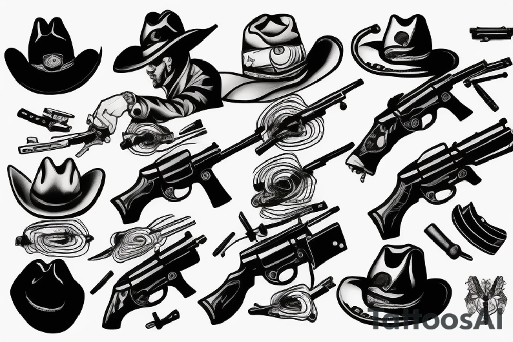 Cowboy shooting a gun tattoo idea
