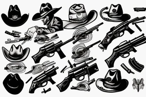 Cowboy shooting a gun tattoo idea