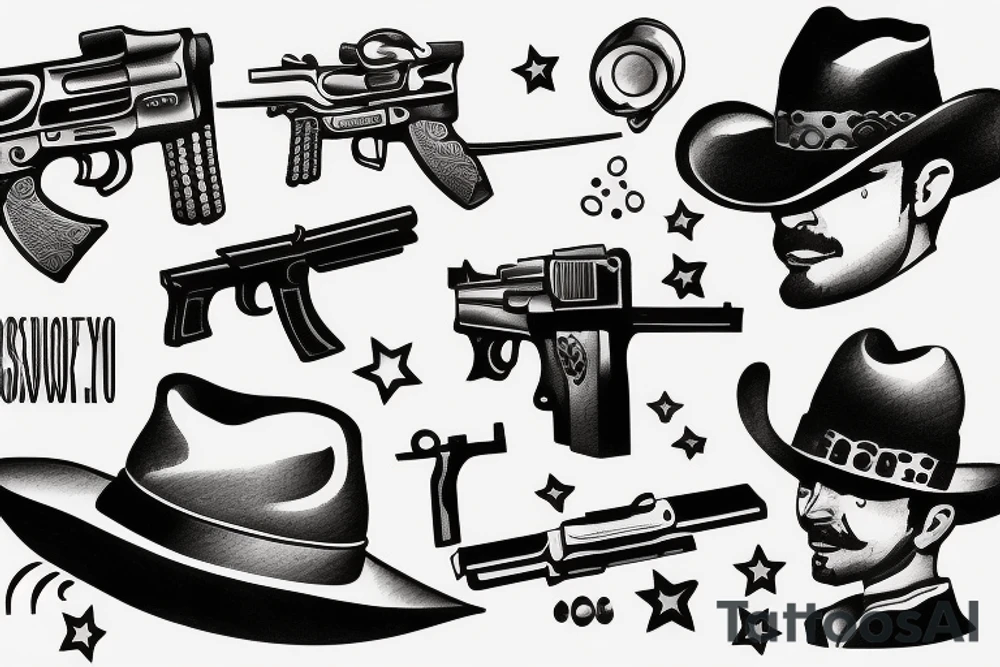 Cowboy shooting a gun tattoo idea