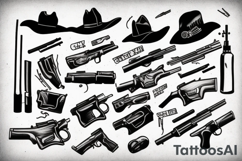 Cowboy shooting a gun tattoo idea