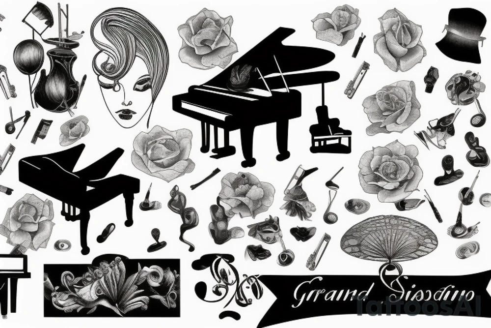 a pianist playing a grand piano tattoo idea