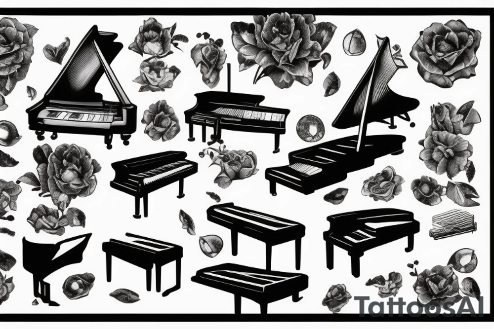 a pianist playing a grand piano tattoo idea