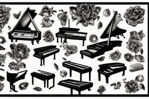 a pianist playing a grand piano tattoo idea