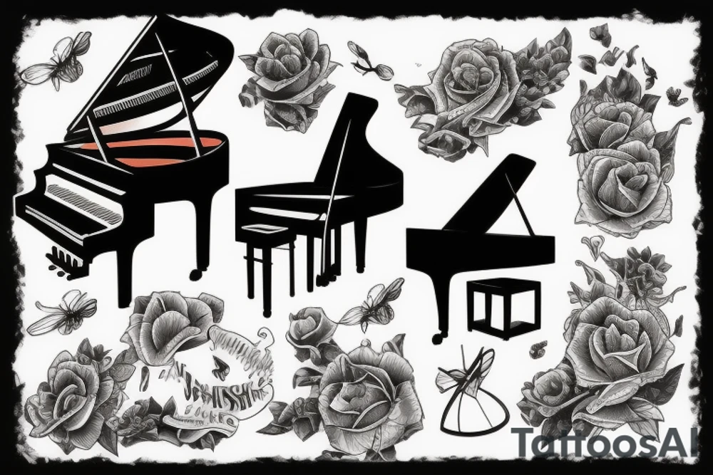 a pianist playing a grand piano tattoo idea
