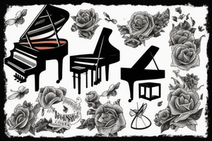 a pianist playing a grand piano tattoo idea