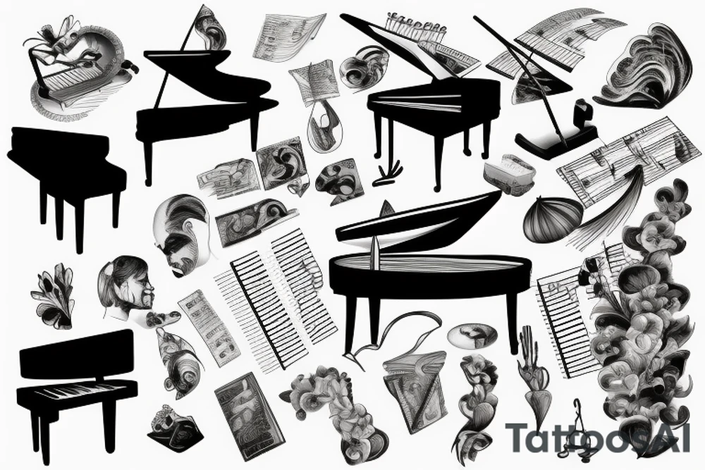 a pianist playing a grand piano tattoo idea