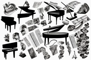 a pianist playing a grand piano tattoo idea