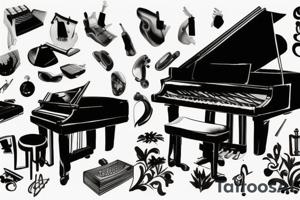 a pianist playing a grand piano tattoo idea