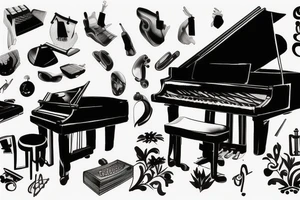a pianist playing a grand piano tattoo idea