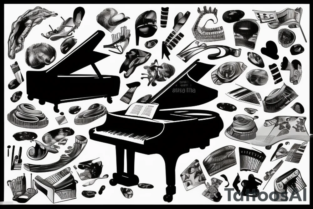 a pianist playing a grand piano tattoo idea