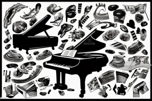a pianist playing a grand piano tattoo idea