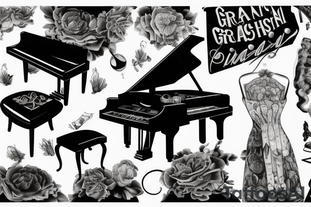 a pianist playing a grand piano tattoo idea