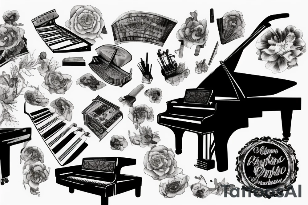 a pianist playing a grand piano tattoo idea