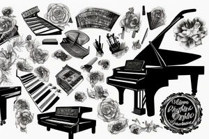 a pianist playing a grand piano tattoo idea