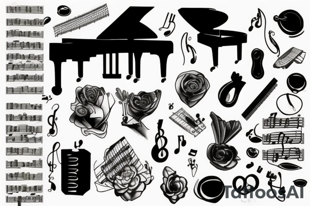 a pianist playing a grand piano tattoo idea