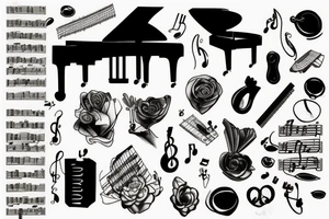 a pianist playing a grand piano tattoo idea